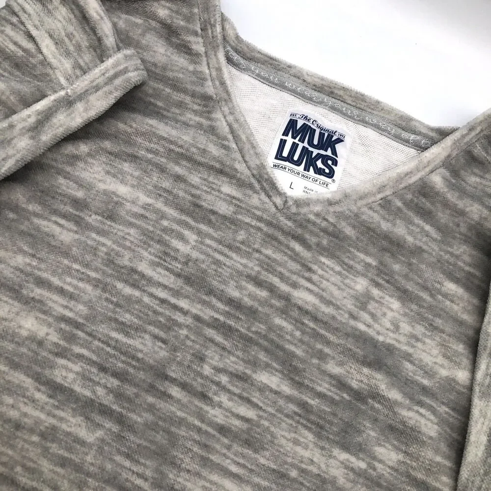 Muk Luks Pullover Nightgown Sleepshirt Marled Gray Size Large Ruffled Hem